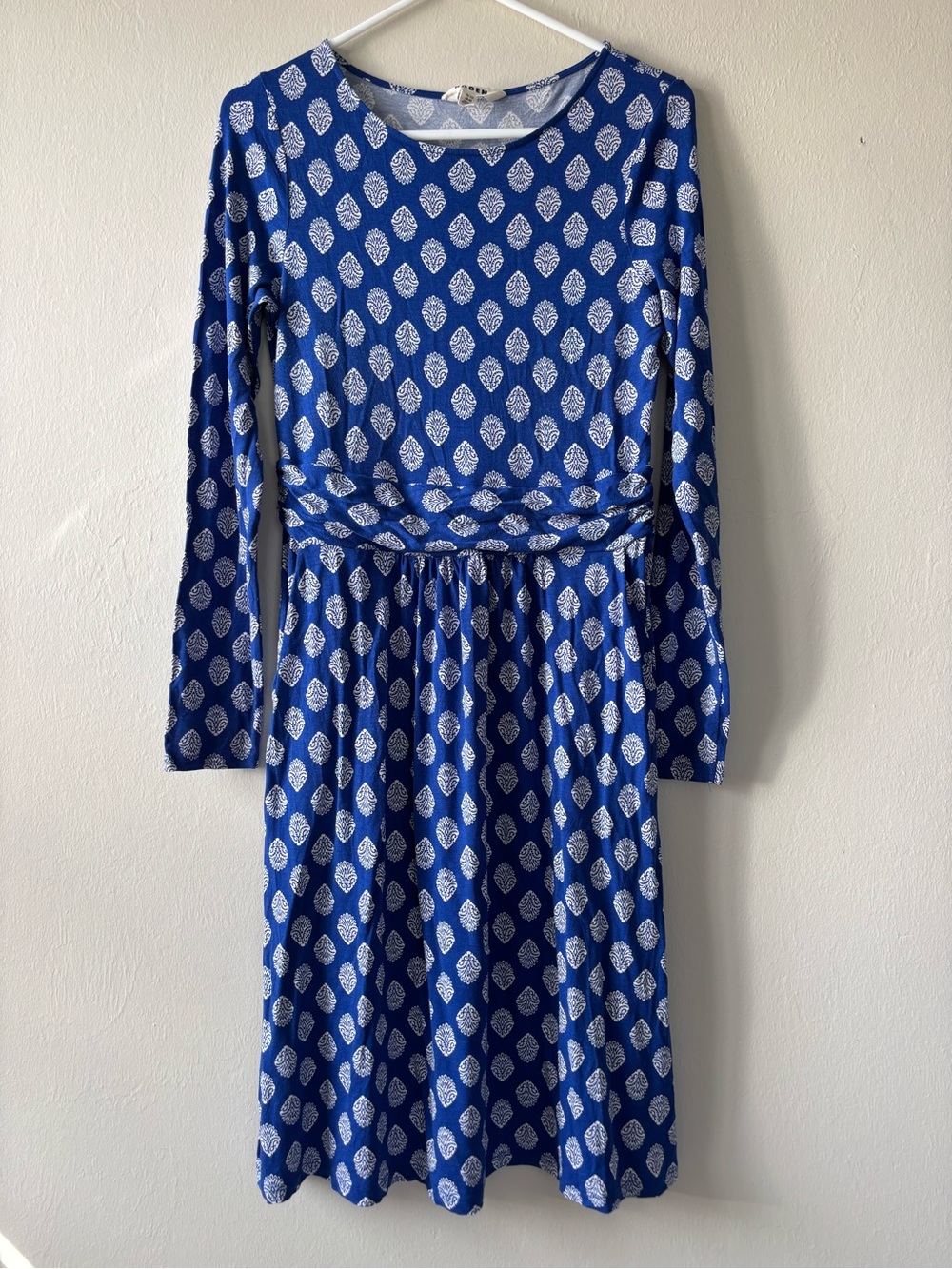 Boden Women’s Size 8R Dress Long Sleeve Blue Pattern Pockets